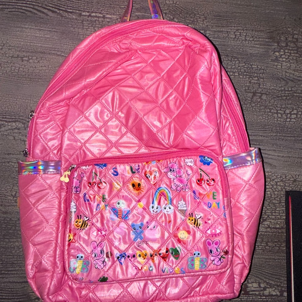 Lola + The Boys Pink Quilted Kids Backpack with Fun Designs